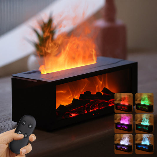 Flame Humidifier Essential Oil Diffuser – 3D Fireplace Aroma Machine With Large Fog Output