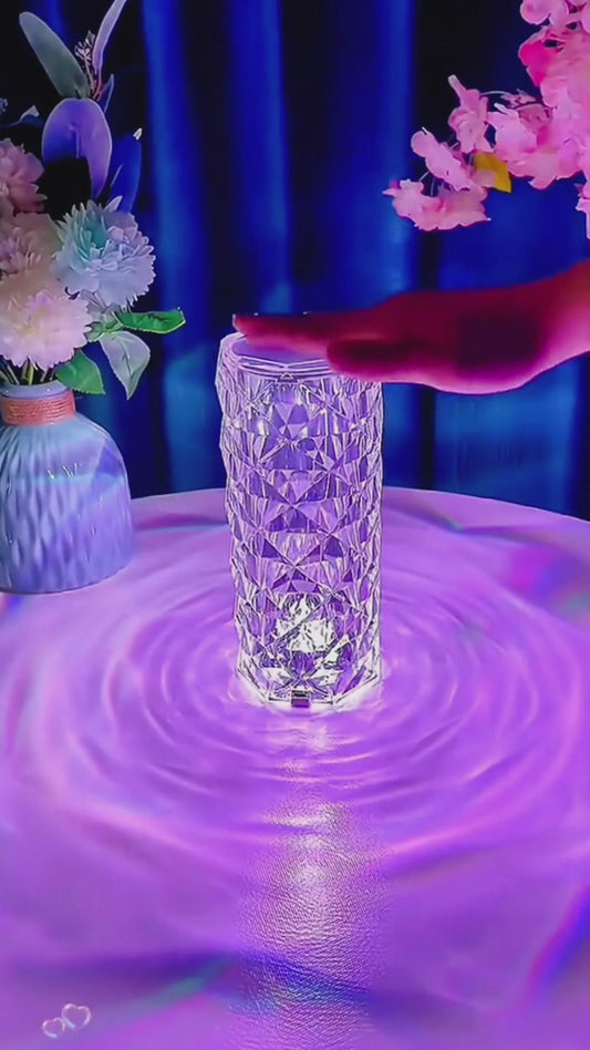 USB Crystal Diamond Rose Table Lamp – Touch Dimming Night Light