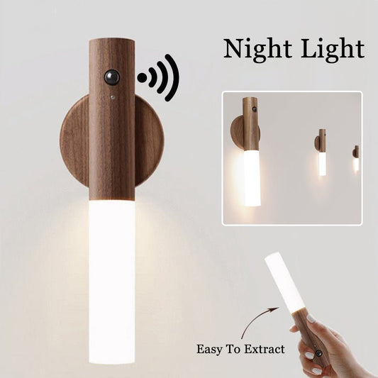 Wooden Magnetic Motion LED Lamp – USB Rechargeable Night Light - ZYRAHÉ